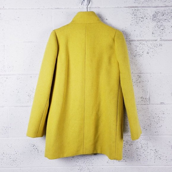J Crew Women's Size 8 City Coat Citron Yellow Wool Blend Peacoat Overcoat - Picture 3 of 9